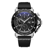 Alexandre Christie AC 9205 MC Black Silver Rubber Strap